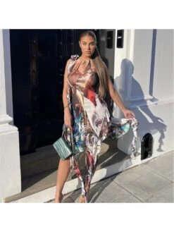 Ruffle Colorblock Sleeveless Maxi Dress -Women's Clothing Shop P 20231128145122805 367