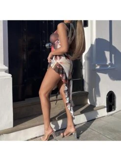 Ruffle Colorblock Sleeveless Maxi Dress -Women's Clothing Shop P 20231128145125358 616