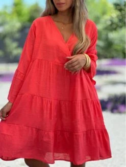 Patchwork Solid Color Leisure Long Sleeve Dress