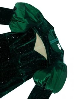 Christmas Patchwork Hollow Out Puff Sleeve Dress -Women's Clothing Shop P 20231201175833077 583