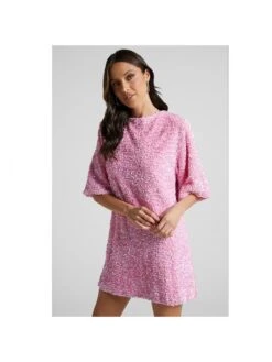 Tie-wrap Backless Sequin Patchwork T-Shirt Dress -Women's Clothing Shop P 20231204204419482 342