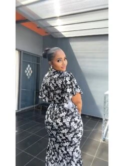 Ruffle Short Sleeve Midi Dress -Women's Clothing Shop P 20231211163130104 165