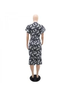 Ruffle Short Sleeve Midi Dress -Women's Clothing Shop P 20231211163138182 605