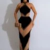Embellished See Through Cut Outs Halter Maxi Dress -Women's Clothing Shop P 20231212122620038 915