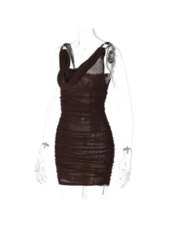 Tie-wrap Ruched Mid-rise Mini Dress -Women's Clothing Shop P 20231214173714692 245