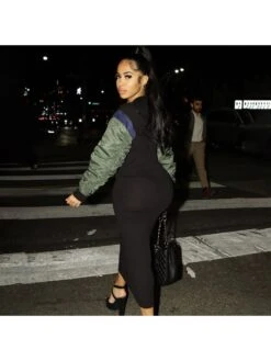 Ruched Colorblock Cargo Long Sleeve Dress -Women's Clothing Shop P 20231220150727377 862