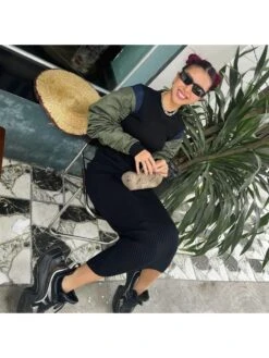 Ruched Colorblock Cargo Long Sleeve Dress -Women's Clothing Shop P 20231220150734647 173