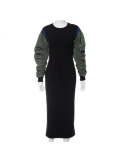 Ruched Colorblock Cargo Long Sleeve Dress -Women's Clothing Shop P 20231220150739649 187