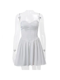 Tie-wrap Fishbone Strapless A-line Dress -Women's Clothing Shop P 20240103185259274 599