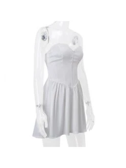 Tie-wrap Fishbone Strapless A-line Dress -Women's Clothing Shop P 20240103185301615 665