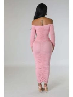 Ruched Off Shoulder Cutout Bodycon Maxi Dress -Women's Clothing Shop P 20240104202757986 462