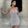 Hollow Out Sequin Strapless Mini Dress -Women's Clothing Shop P 20240110132655415 248