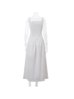 Ruched Patchwork Lace-Up Cotton Dress -Women's Clothing Shop P 20240111145707865 569