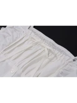 Ruched Patchwork Lace-Up Cotton Dress -Women's Clothing Shop P 20240111145710359 201