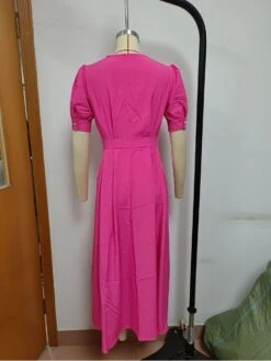 Solid Color Single Breasted Cardigan Short Sleeve Dress -Women's Clothing Shop P 20240220165509280 354