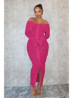 Patchwork Wave Bodycon Long Sleeves Dress -Women's Clothing Shop P 20240221145015822 278