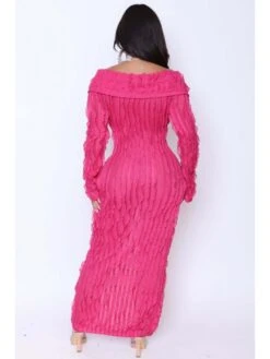 Patchwork Wave Bodycon Long Sleeves Dress -Women's Clothing Shop P 20240221145017666 446