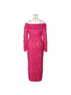 Patchwork Wave Bodycon Long Sleeves Dress -Women's Clothing Shop P 20240221145020680 109