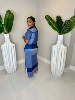 Colorblock Patchwork Single Breasted Short Sleeve Dress -Women's Clothing Shop P 20240222084507818 308