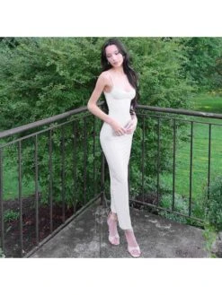 Solid V Neck Sleeveless Maxi Dress -Women's Clothing Shop P 20240226150517690 621