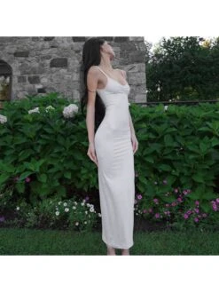 Solid V Neck Sleeveless Maxi Dress -Women's Clothing Shop P 20240226150518403 745