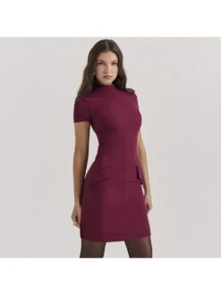 Patchwork Solid Color Slim Short Sleeve Dress -Women's Clothing Shop P 20240227170020455 290