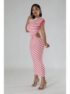 Striped Hollow Out Colorblock Dress