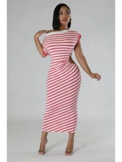 Striped Hollow Out Colorblock Dress -Women's Clothing Shop P 20240304150012150 100