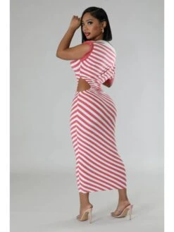 Striped Hollow Out Colorblock Dress -Women's Clothing Shop P 20240304150013140 482