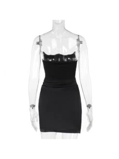 Patchwork Satin Strapless Mini Dress -Women's Clothing Shop P 20240308081506646 283