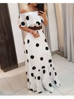 Boat Neck Short Sleeve Cotton Short Sleeve Dress