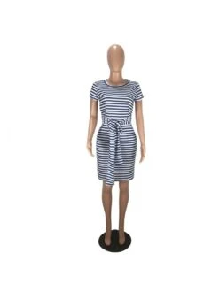 Striped Bodycon Short Sleeve Midi Dress -Women's Clothing Shop P 20240314154504424 753