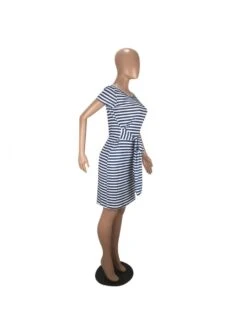 Striped Bodycon Short Sleeve Midi Dress -Women's Clothing Shop P 20240314154504992 618