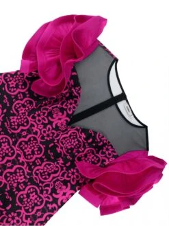 Patchwork Petal Sleeve Fitted Short Sleeve Dress -Women's Clothing Shop P 20240315114518490 541