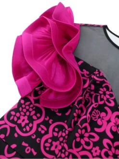 Patchwork Petal Sleeve Fitted Short Sleeve Dress -Women's Clothing Shop P 20240315114519521 500