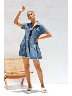 Solid Color Short Sleeve Cardigan Short Sleeve Dress