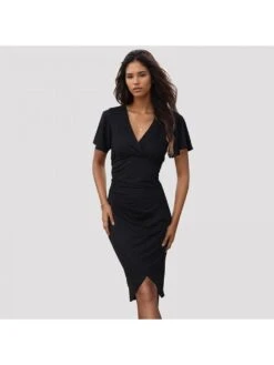 Solid Color Knitting High Rise Short Sleeve Dress -Women's Clothing Shop P 20240319110502126 593