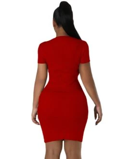 Knitted Chain Pocket Patchwork Mini Dress -Women's Clothing Shop P 20240321115034188 358