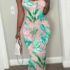 Leaves Printed Sleeveless Maxi Dress -Women's Clothing Shop P 20240321143703457 632