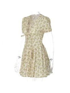 Floral Printed V Neck Pleated Dress -Women's Clothing Shop P 20240322180511610 180