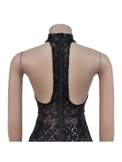 Sequin Patchwork Halter Backless Maxi Dress -Women's Clothing Shop P 20240322181007426 572