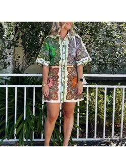 Print Single Breasted Leisure Dress -Women's Clothing Shop P 20240327170504220 406