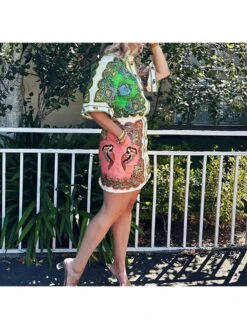 Print Single Breasted Leisure Dress -Women's Clothing Shop P 20240327170505205 951