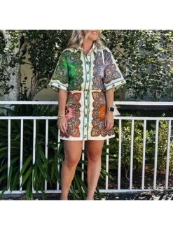 Print Single Breasted Leisure Dress -Women's Clothing Shop P 20240327170507820 491