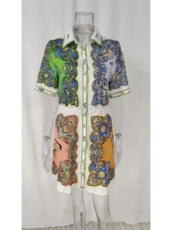 Print Single Breasted Leisure Dress -Women's Clothing Shop P 20240327170509035 334