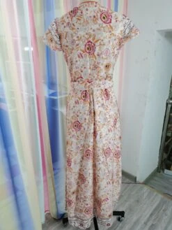 Print Split Hem V Neck Chiffon Short Sleeve Dress -Women's Clothing Shop P 20240329102509939 855