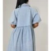 Solid Color Denim High Rise Short Sleeve Dress -Women's Clothing Shop P 20240329160516975 289