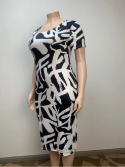 Crew Neck Short Sleeve Plus Size Short Sleeve Dress -Women's Clothing Shop P 20240401154003879 155