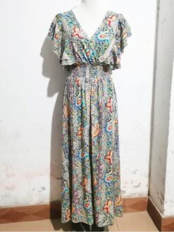 Ruffle Bohimian Swing Short Sleeve Dress -Women's Clothing Shop P 20240402085007233 384