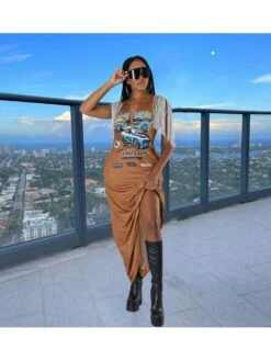 Tassel Short Sleeve Loose Short Sleeve Dress